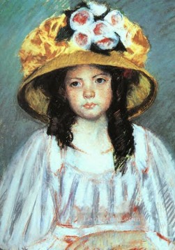 メアリー・カサット Painting - 大きな帽子をかぶった少女の母親たち メアリー・カサット